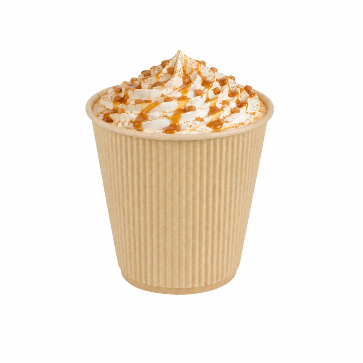 Restpresso 8 oz Kraft Paper Coffee Cup - Ripple Wall - 3 1/2" x 3 1/2" x 3 1/4" - 500 count box