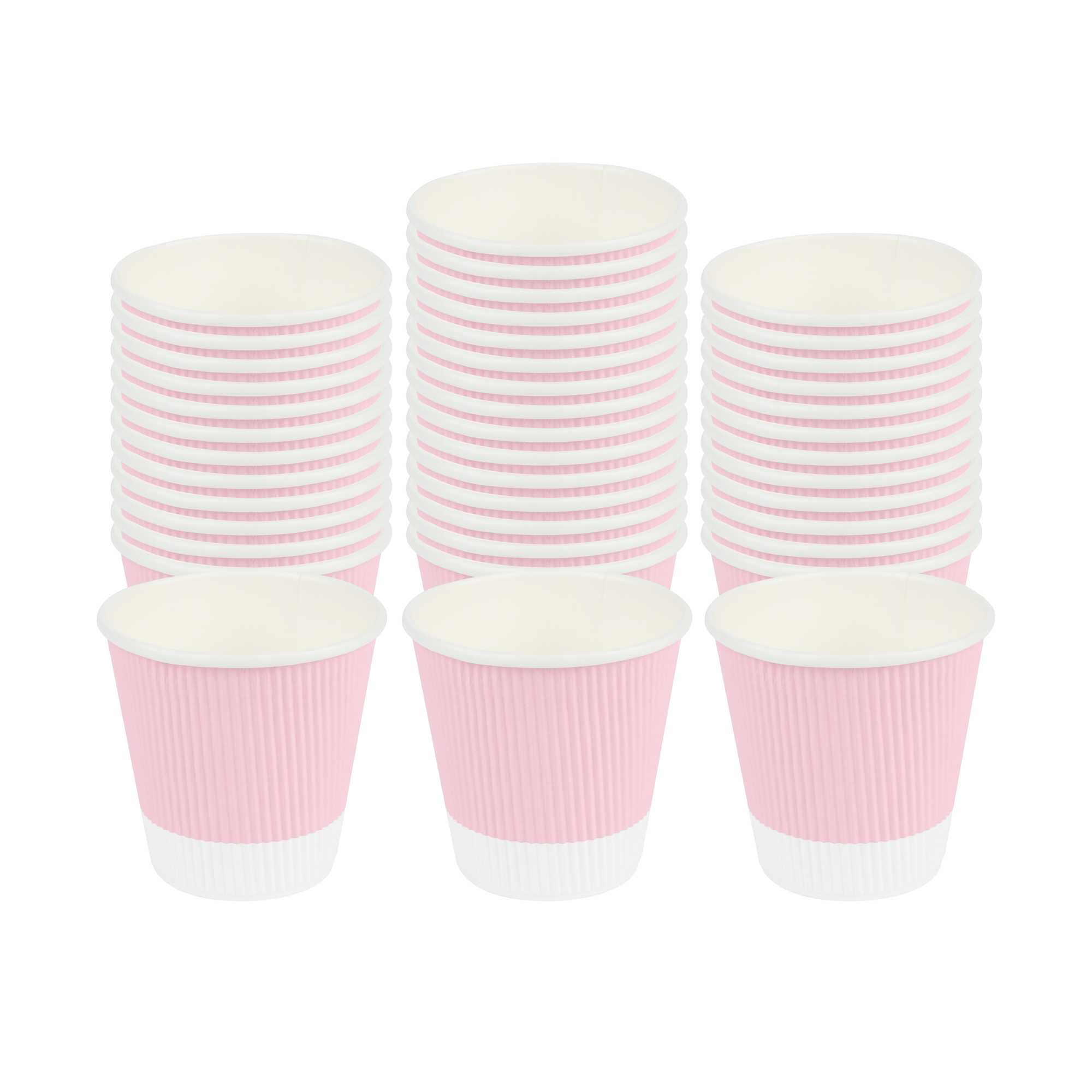 8 oz Light Pink Paper Coffee Cup - Ripple Wall - 3 1/2" x 3 1/2" x 3 1/4" - 25 count box
