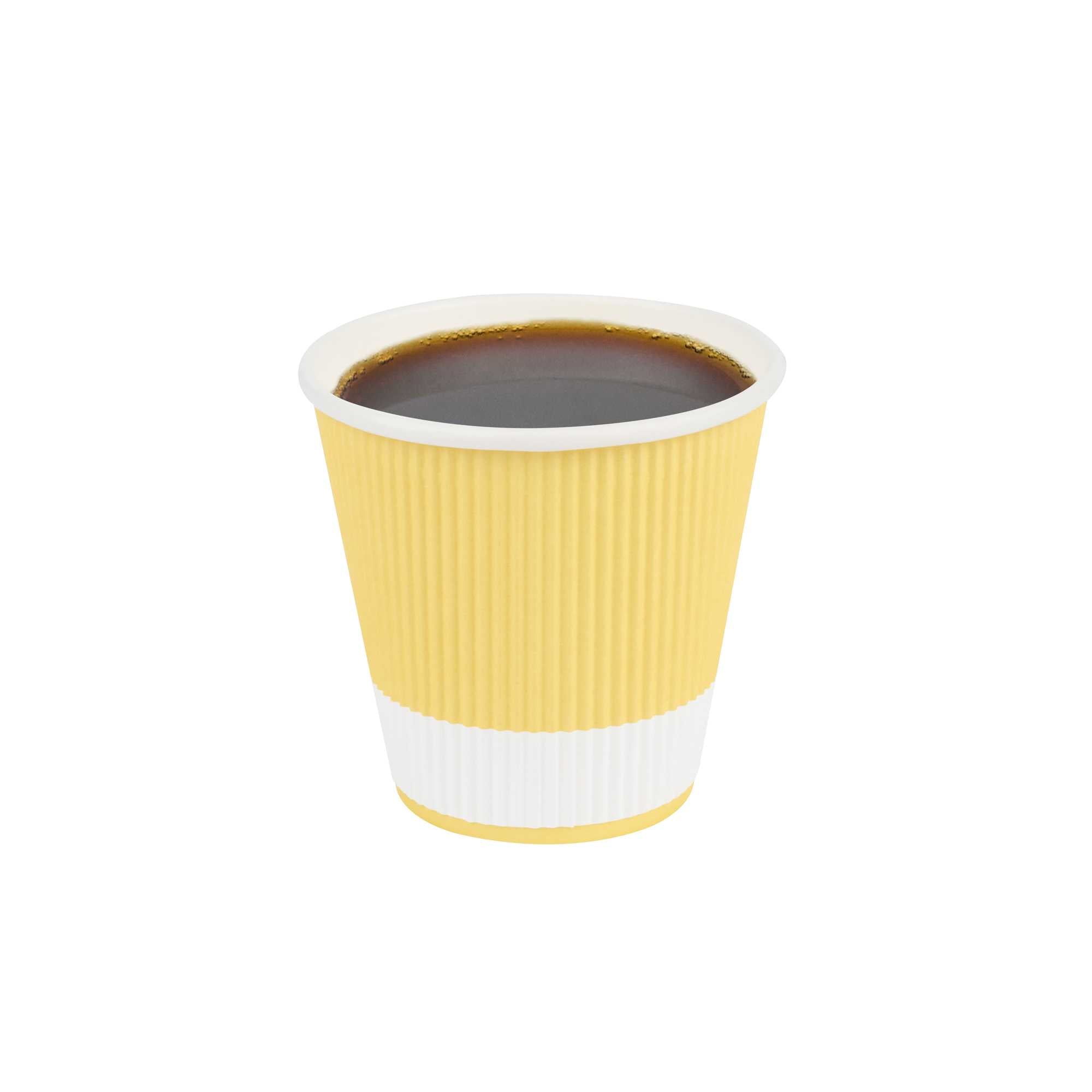 8 oz Light Yellow Paper Coffee Cup - Ripple Wall - 3 1/2" x 3 1/2" x 3 1/4" - 500 count box