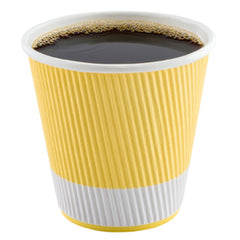 8 oz Light Yellow Paper Coffee Cup - Ripple Wall - 3 1/2