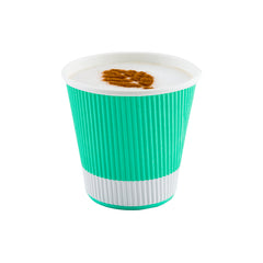 8 oz Light Green Paper Coffee Cup - Ripple Wall - 3 1/2
