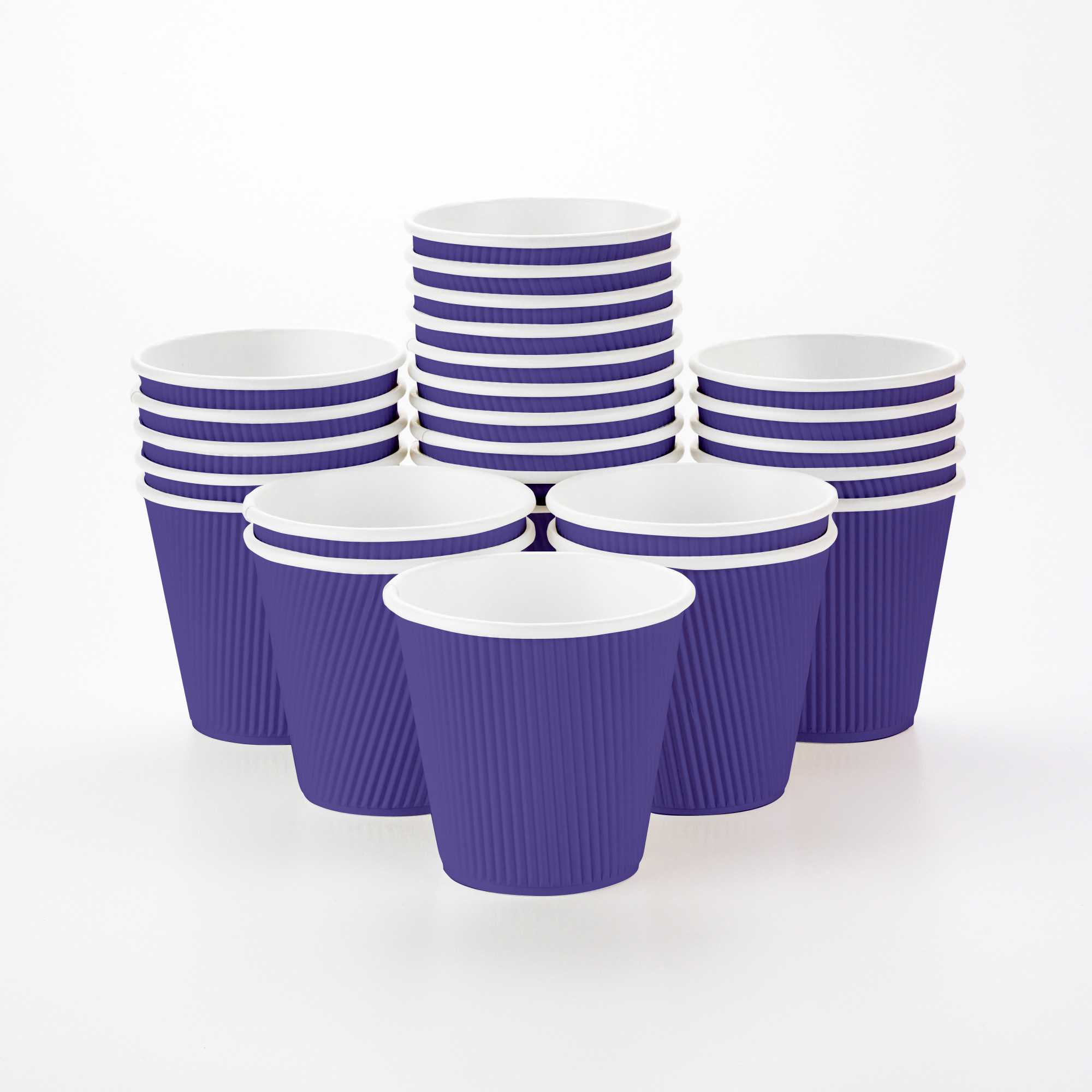 8 oz Royal Purple Paper Coffee Cup - Ripple Wall - 3 1/2