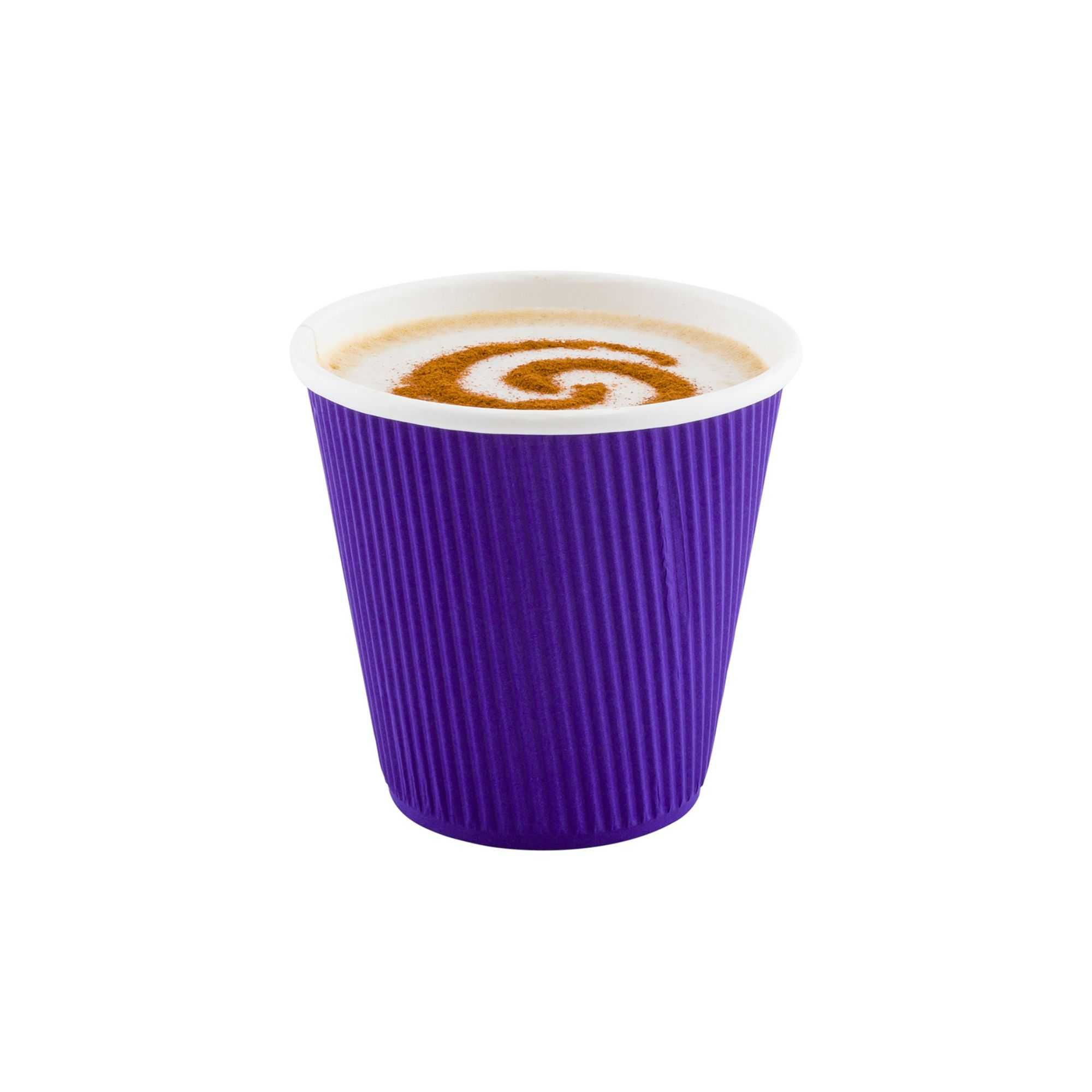 Restpresso 8 oz Royal Purple Paper Coffee Cup - Ripple Wall - 3 1/2" x 3 1/2" x 3 1/4" - 25 count box