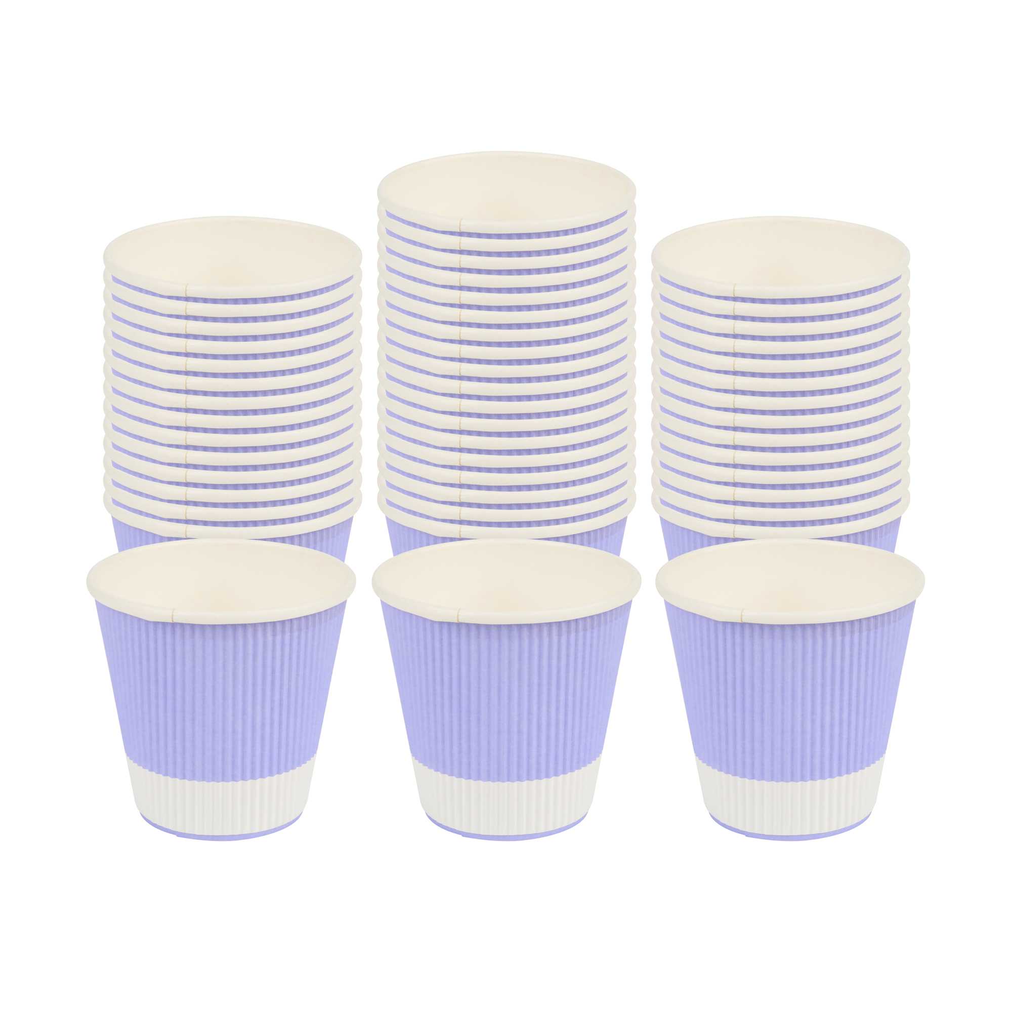 8 oz Light Purple Paper Coffee Cup - Ripple Wall - 3 1/2" x 3 1/2" x 3 1/4" - 25 count box