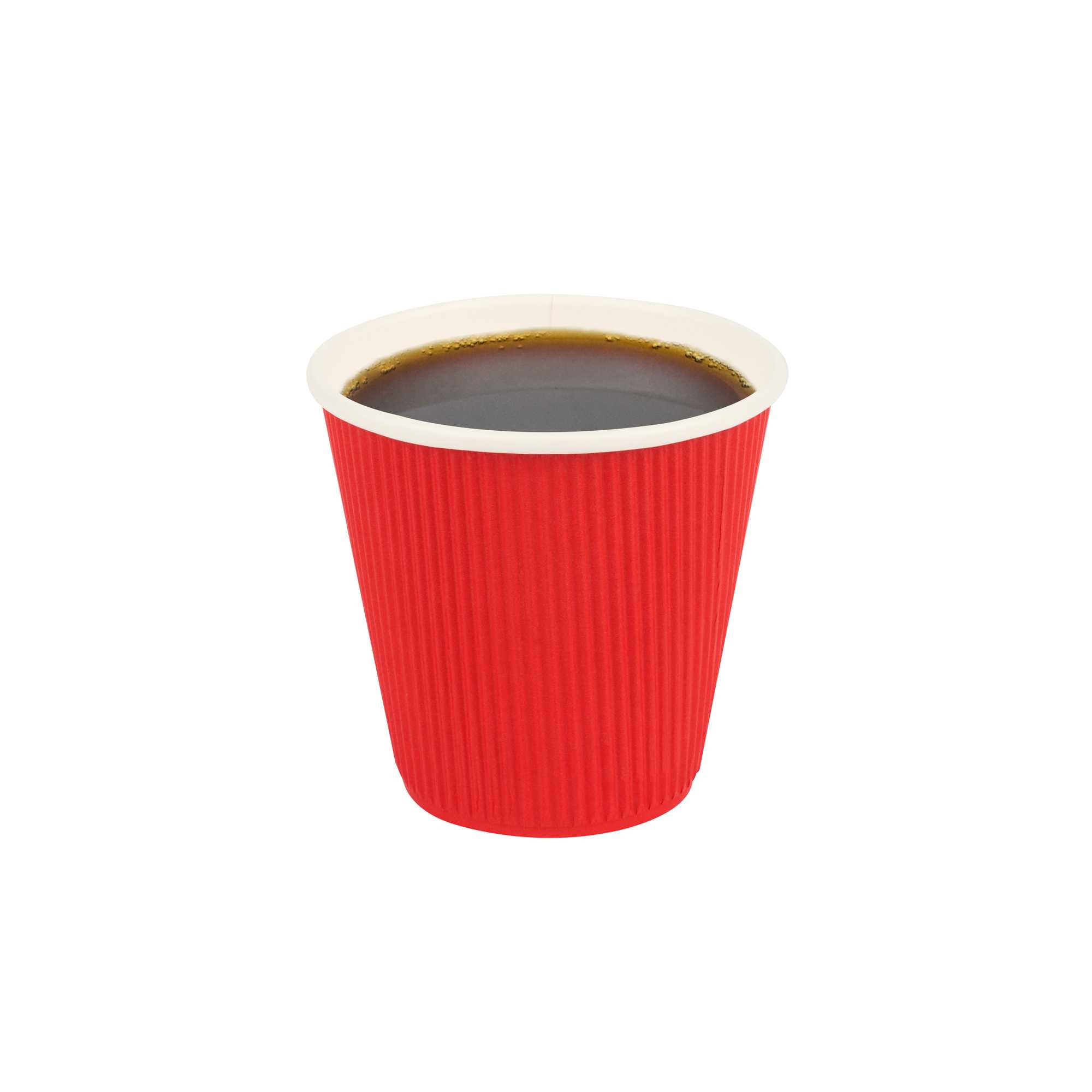 8 oz Red Paper Coffee Cup - Ripple Wall - 3 1/2