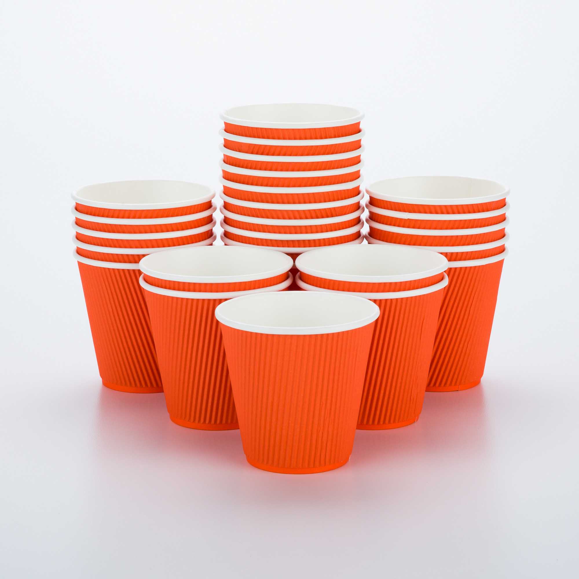8 oz Tangerine Orange Paper Coffee Cup - Ripple Wall - 3 1/2" x 3 1/2" x 3 1/4" - 500 count box