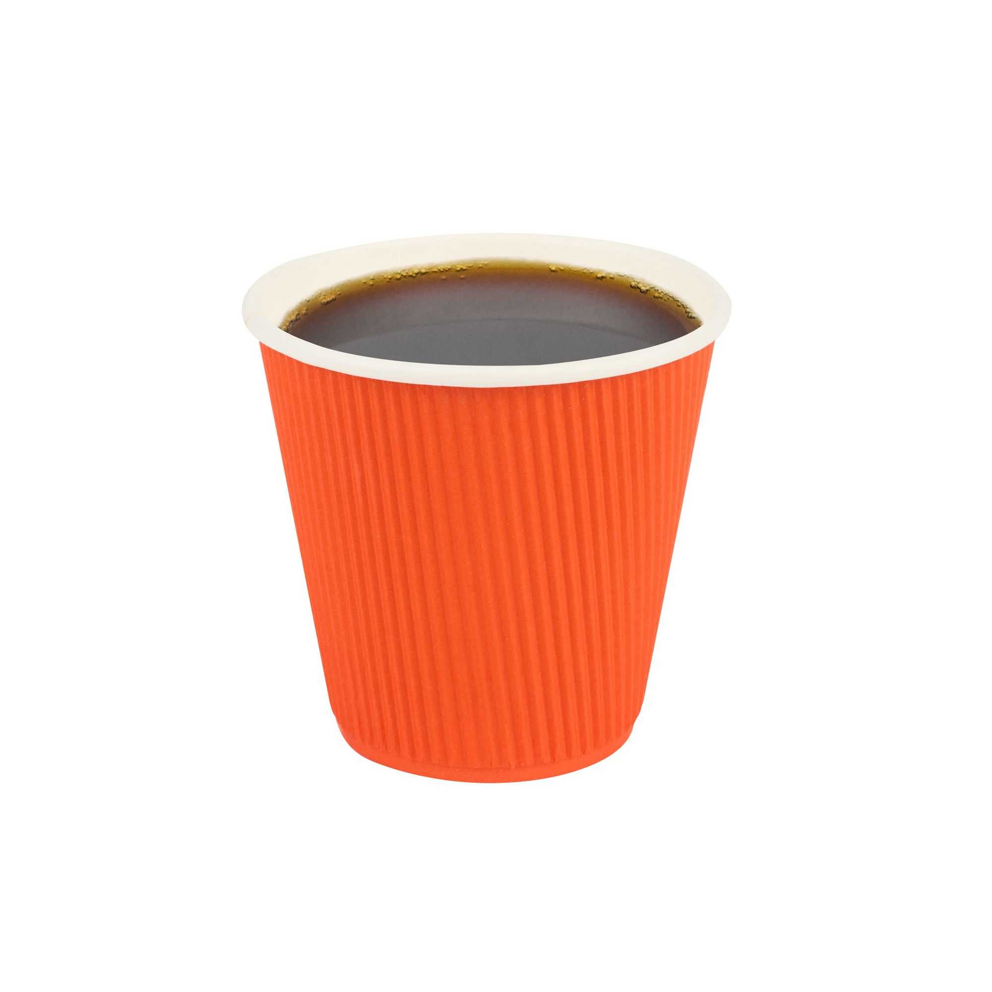 Restpresso 8 oz Tangerine Orange Paper Coffee Cup - Ripple Wall - 3 1/2" x 3 1/2" x 3 1/4" - 25 count box