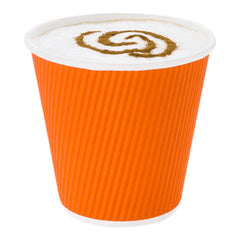 8 oz Tangerine Orange Paper Coffee Cup - Ripple Wall - 3 1/2