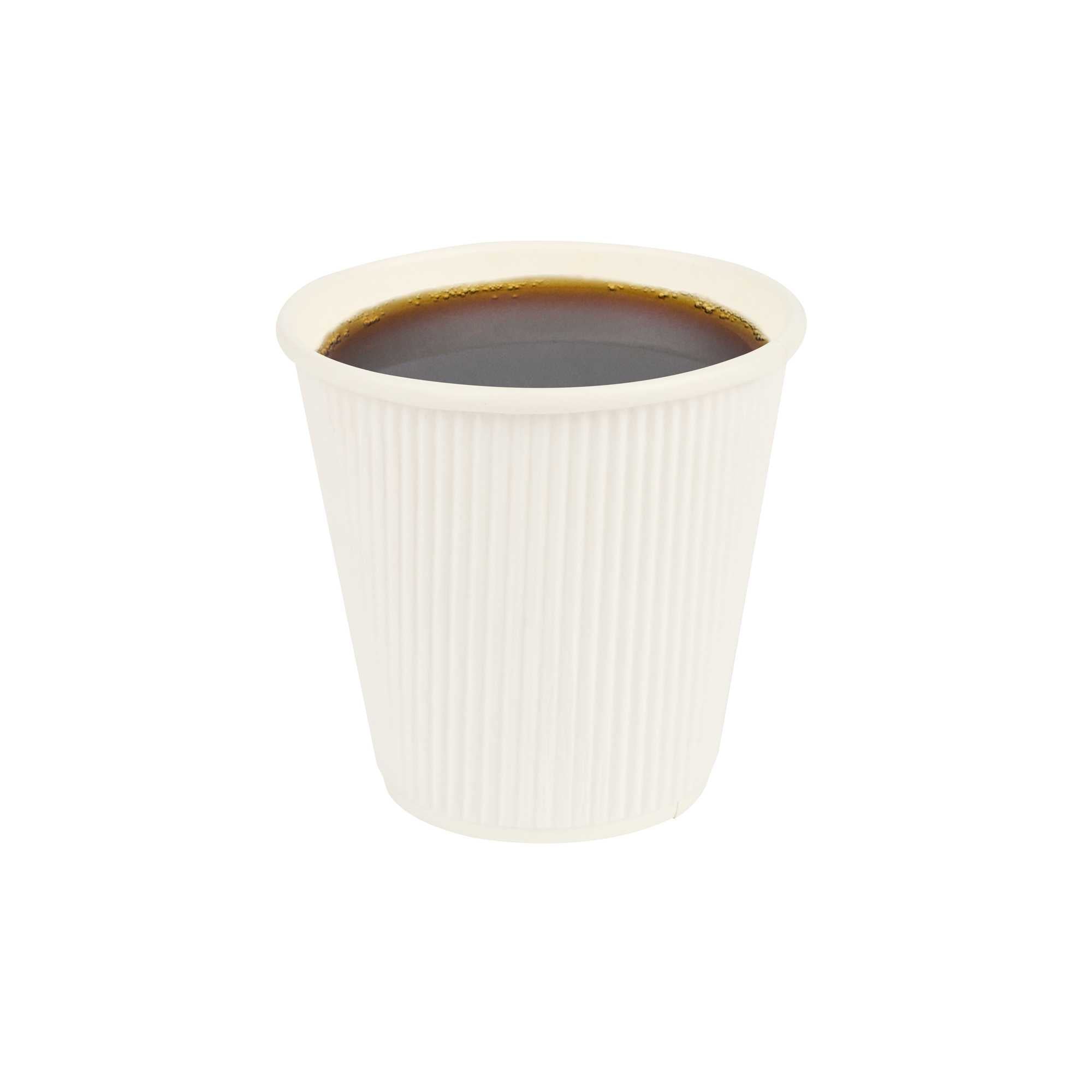8 oz White Paper Coffee Cup - Ripple Wall - 3 1/2" x 3 1/2" x 3 1/4" - 500 count box