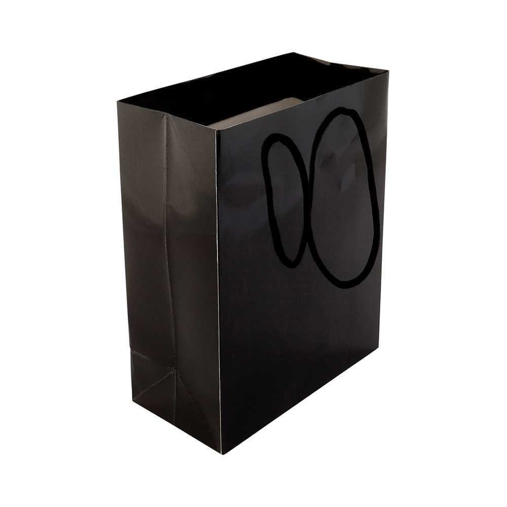 Vogue Rectangle Black Paper Extra Large Shopping and Take Out Bag - Glossy, Rope Handles - 12 1/2" x 5" x 10" - 100 count box