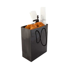 Vogue Rectangle Black Paper Extra Large Shopping and Take Out Bag - Glossy, Rope Handles - 12 1/2