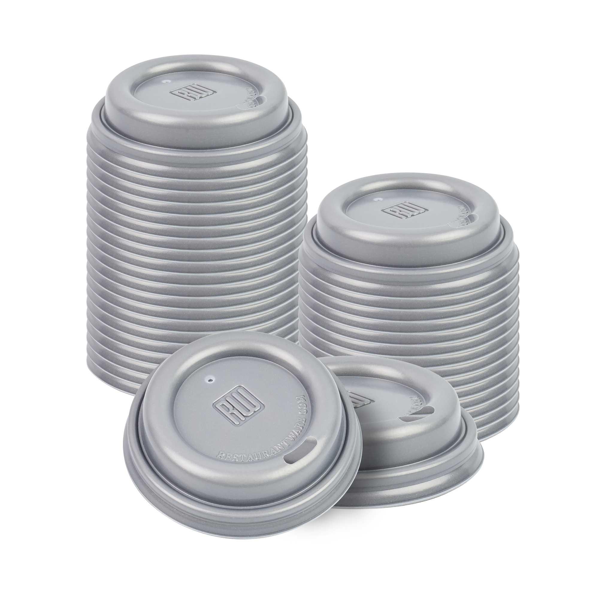 Restpresso Pewter Gray Plastic Coffee Cup Lid - Fits 4 oz - 2 1/2" x 2 1/2" x 3/4" - 25 count box