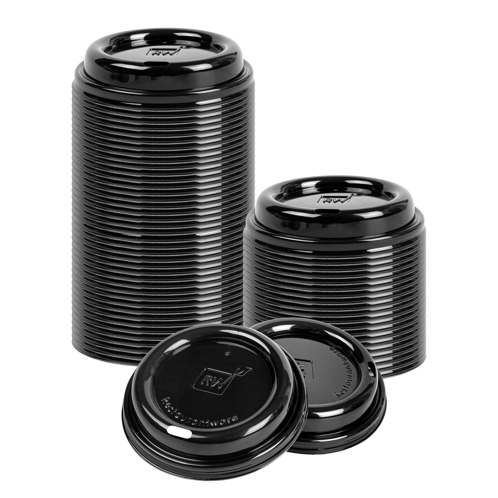 Restpresso Black Plastic Coffee Cup Lid - Fits 8, 12, 16 and 20 oz - 500 count box