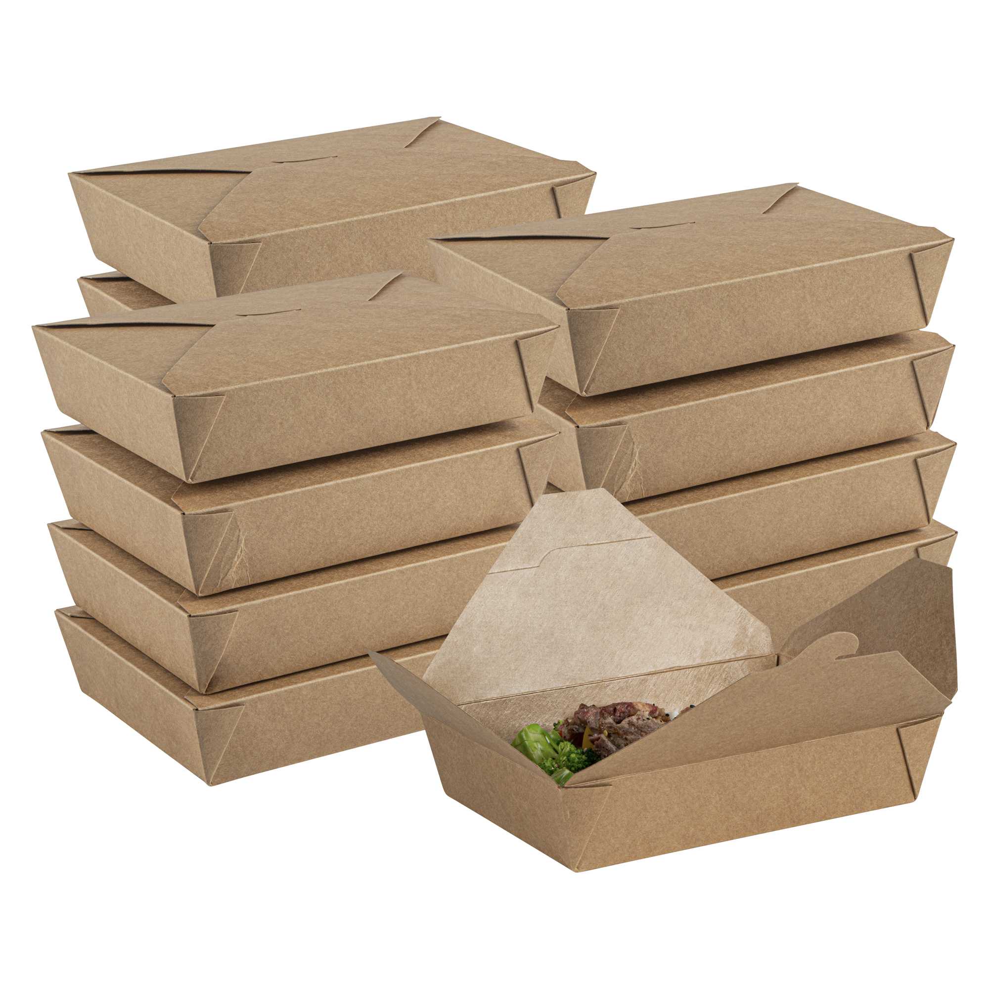 Bio Tek 49 oz Rectangle Kraft Paper #2 Bio Box Take Out Container - 8 1 ...