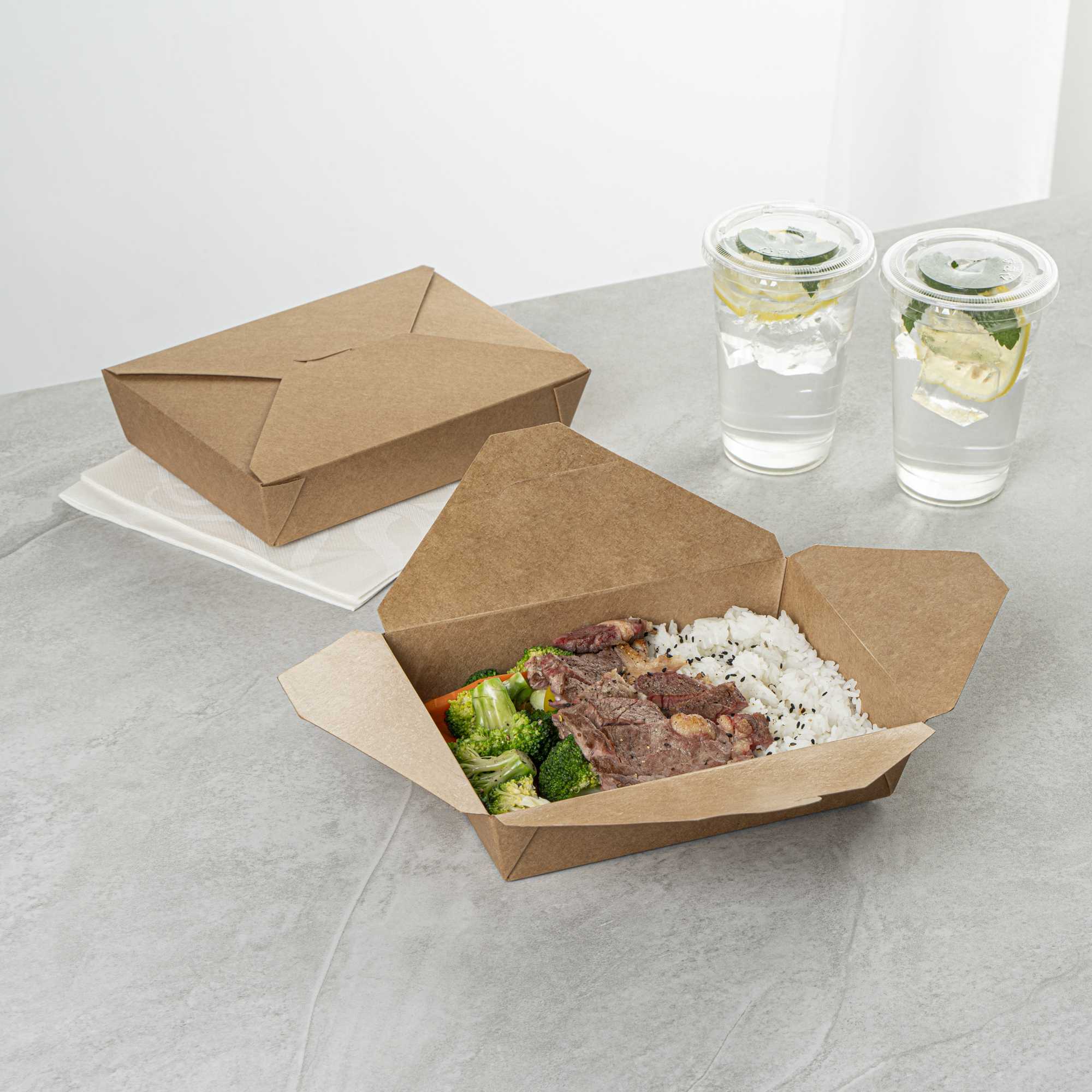 Bio Tek 49 oz Rectangle Kraft Paper #2 Bio Box Take Out Container - 8 1 ...