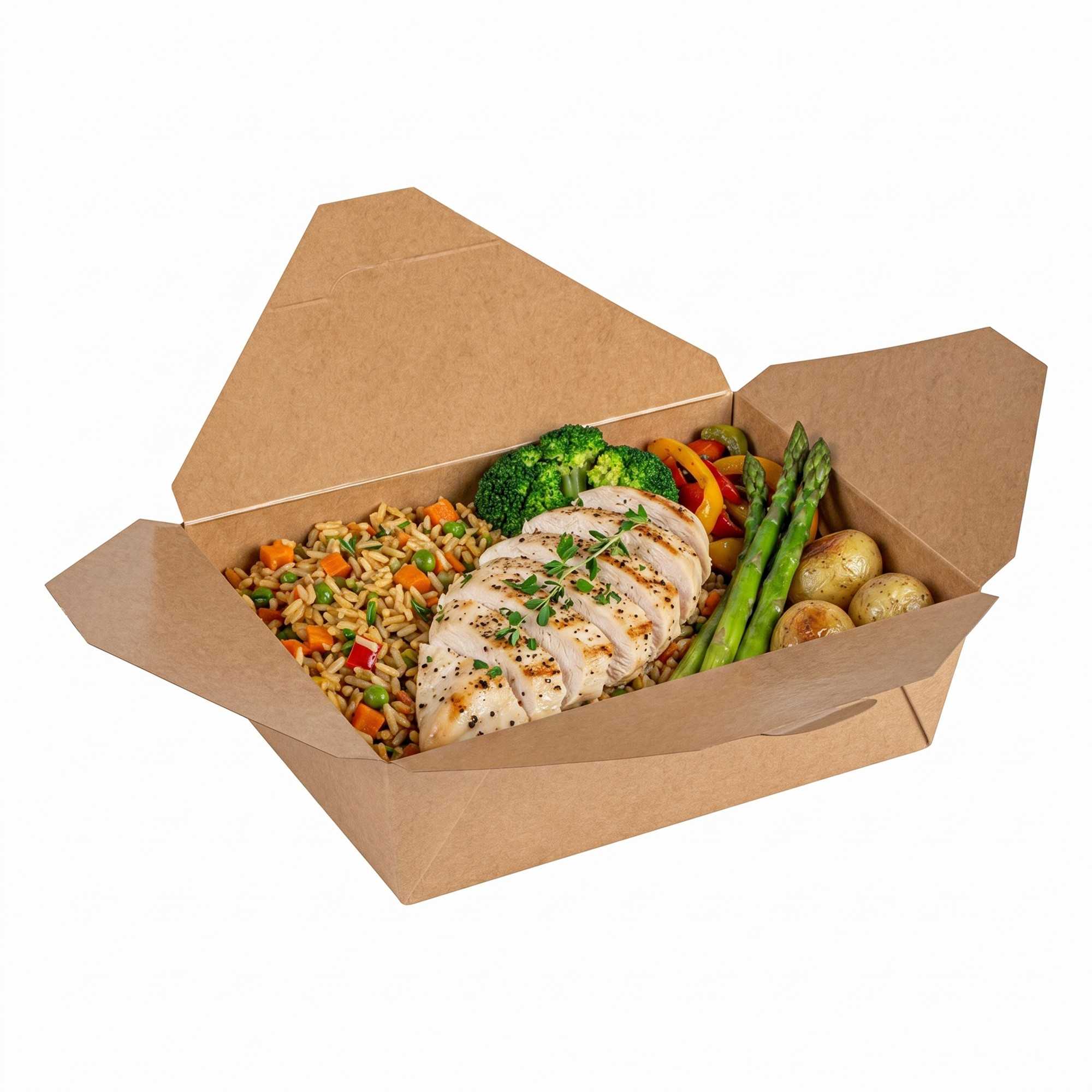 Mini Bio Boxes Bio Tek 71 oz Rectangle Kraft Paper #3 Bio Box Take Out Container - 8 1 ...