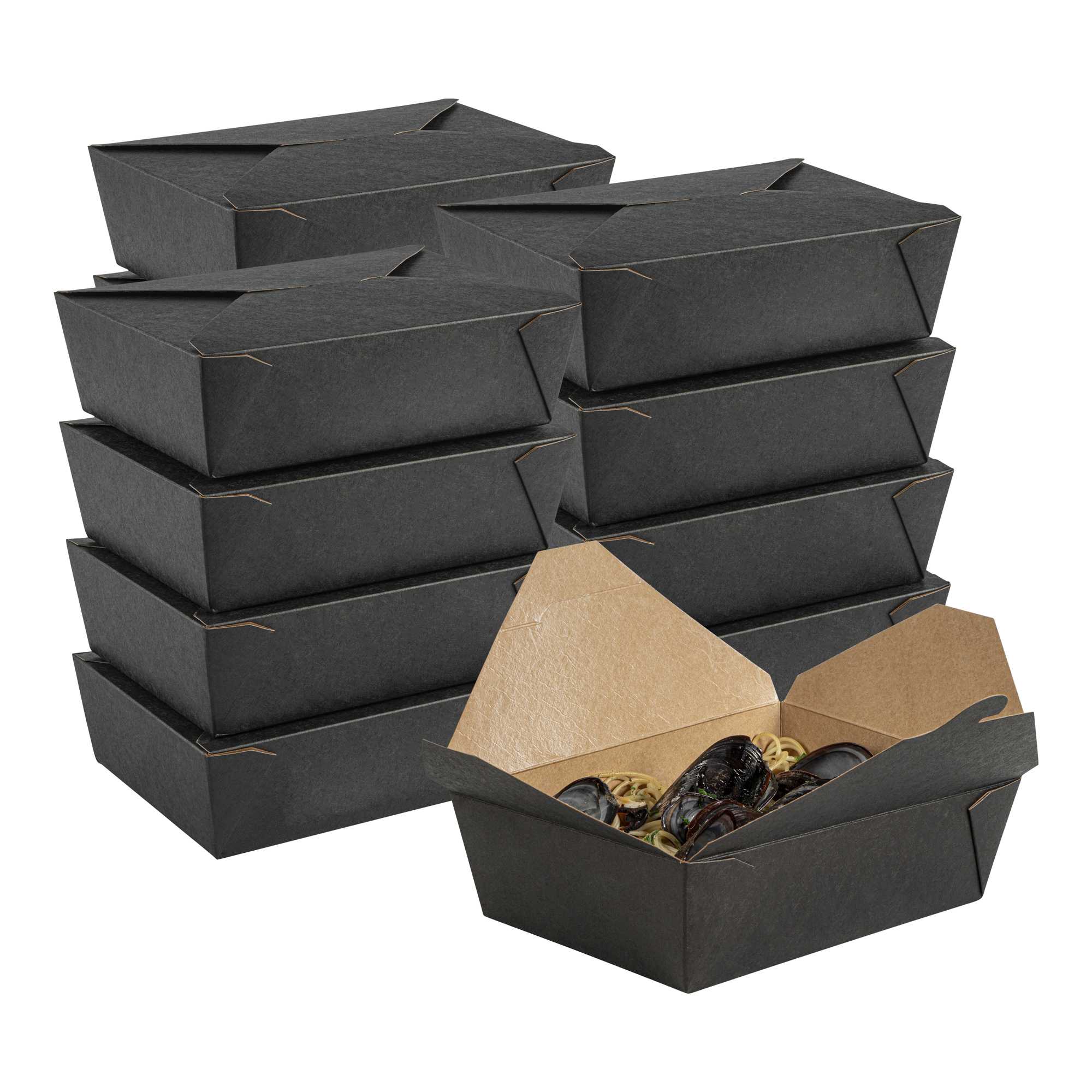 Bio Tek 71 oz Rectangle Black Paper #3 Bio Box Take Out Container - 8 1 ...
