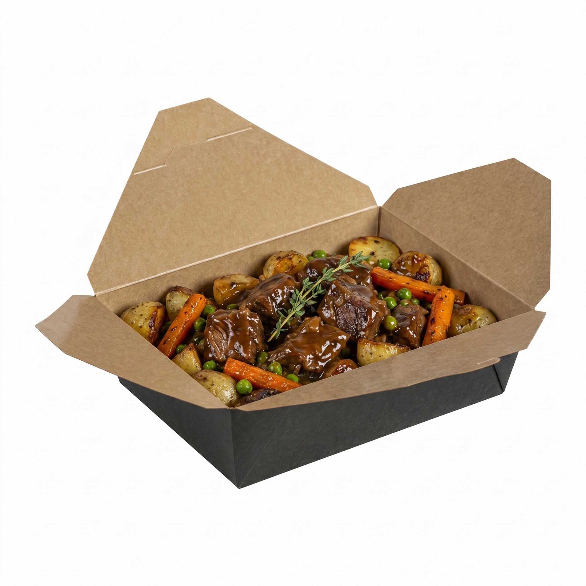 Mini Bio Boxes Bio Tek 71 oz Rectangle Black Paper #3 Bio Box Take Out Container - 8 1 ...