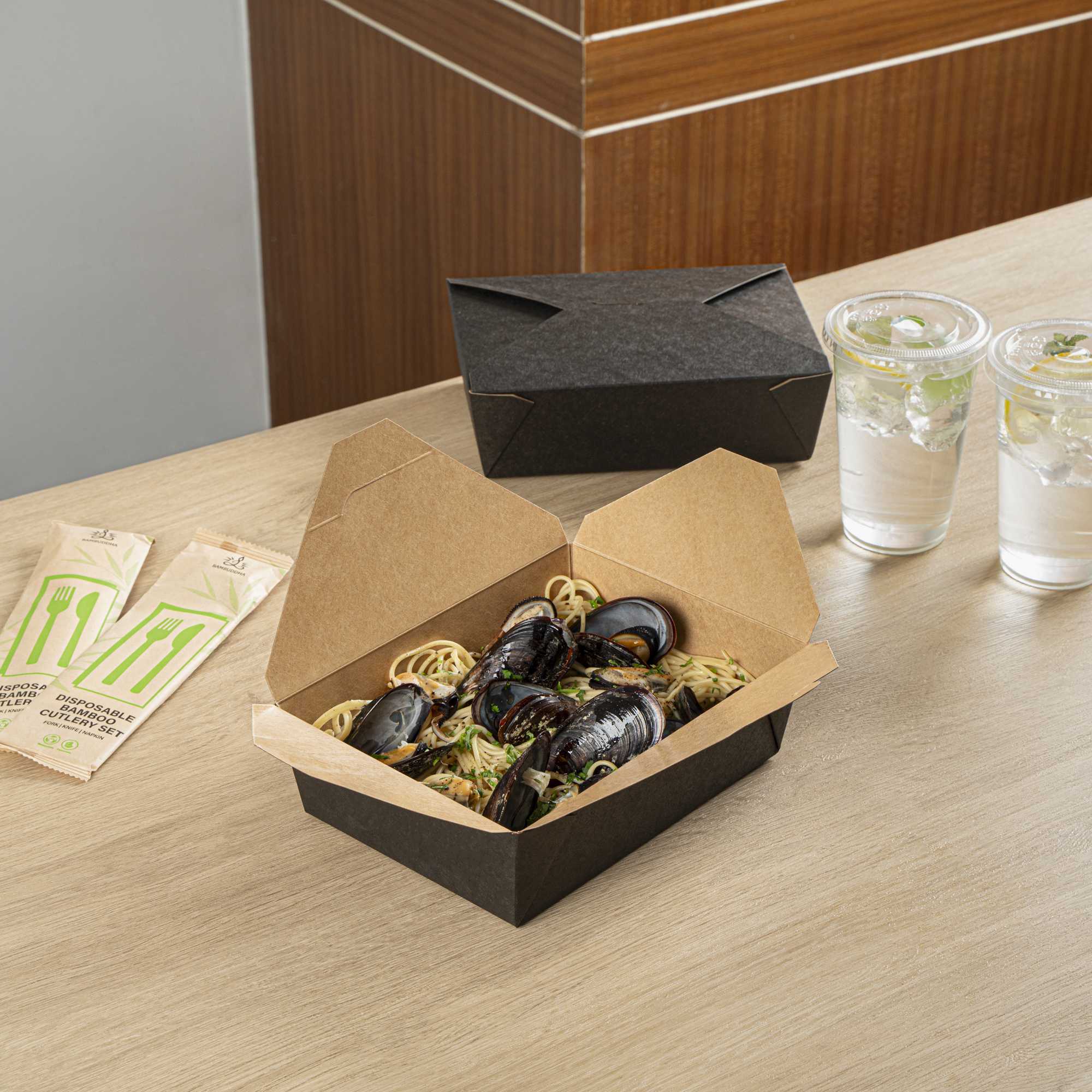 Bio Tek 71 oz Rectangle Black Paper #3 Bio Box Take Out Container - 8 1 ...