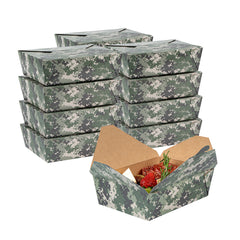 Bio Tek 71 oz Rectangle Camouflage Paper #3 Bio Box Take Out Container - 8 1/2