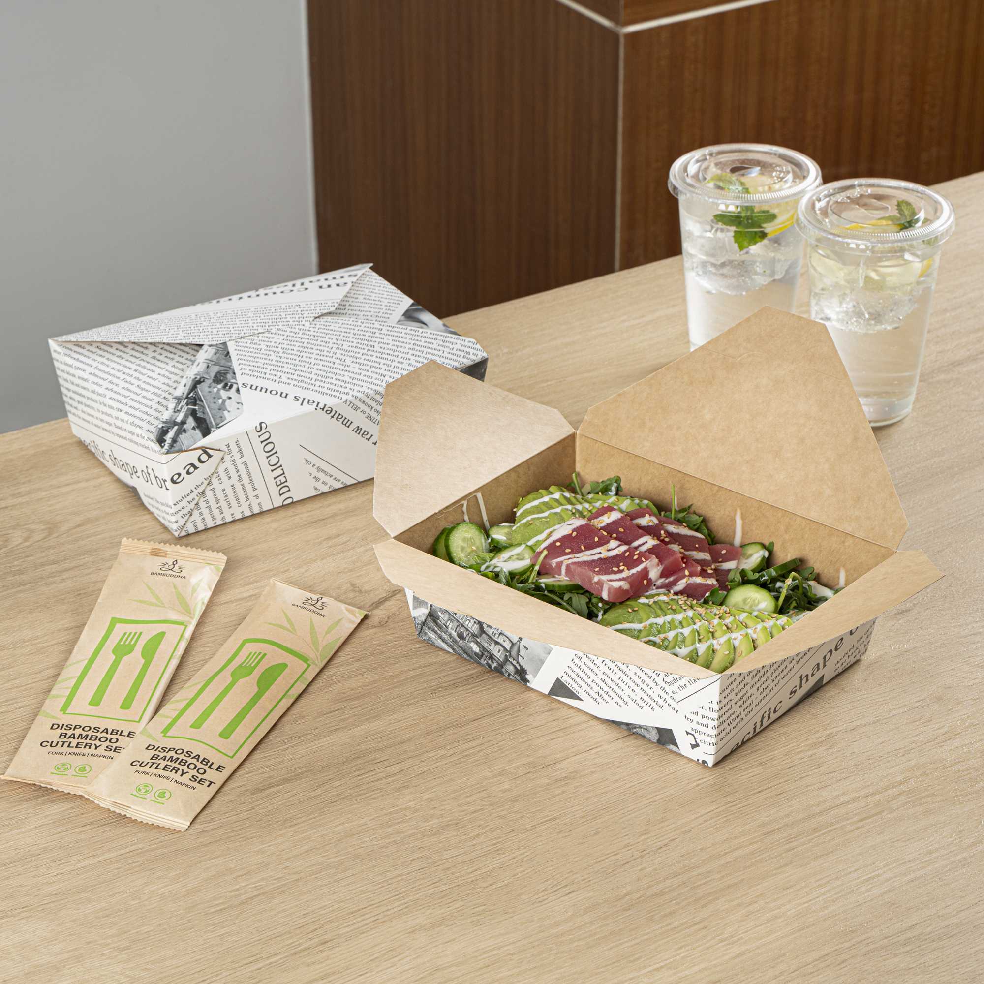 Bio Tek 71 oz Rectangle Newsprint Paper #3 Bio Box Take Out Container ...