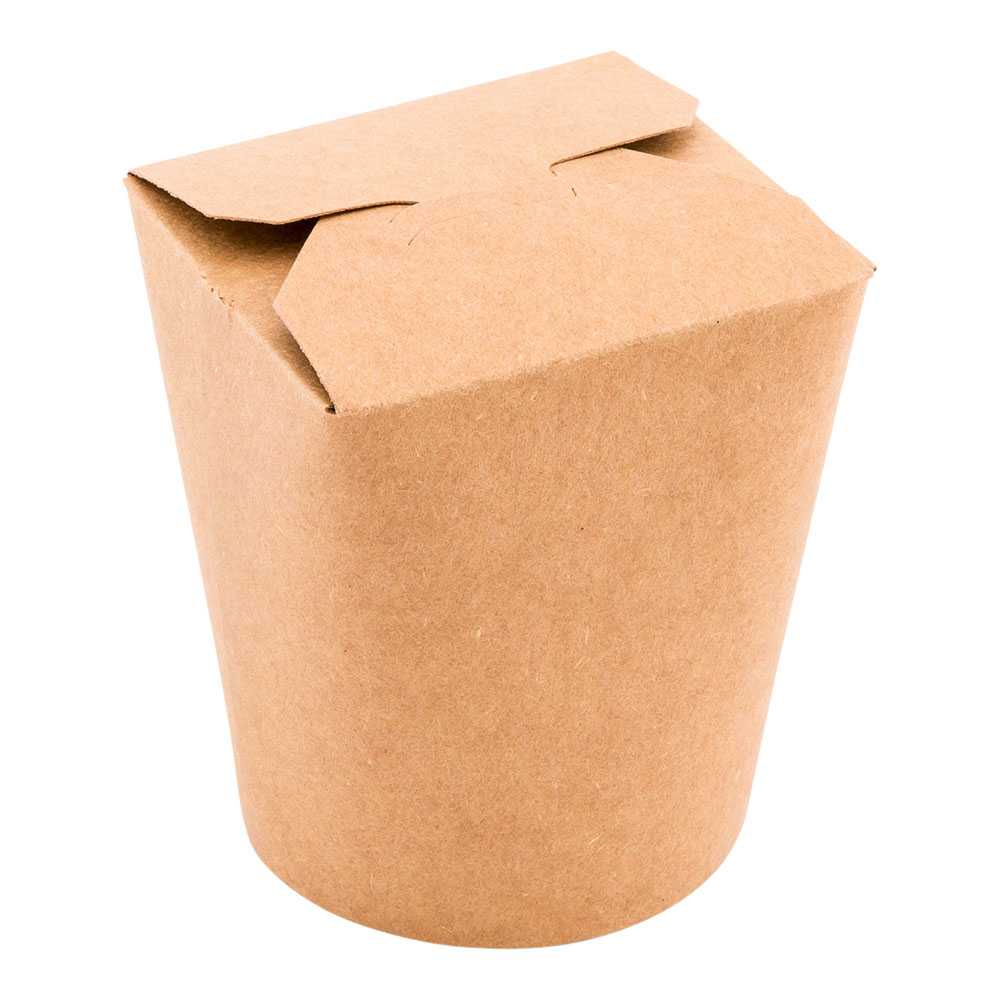 Bio Tek 16 oz Round Kraft Paper Noodle Take Out Container - 3 1/4" x 3" x 4" - 50 count box
