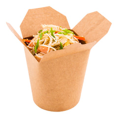 Bio Tek 16 oz Round Kraft Paper Noodle Take Out Container - 3 1/4