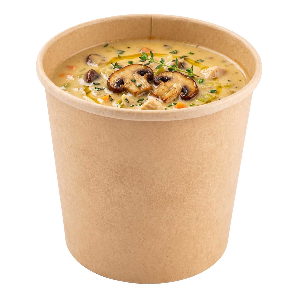 Bio Tek 26 oz Round Bamboo Paper Soup Container - 4 1/2" x 4 1/2" x 4" - 200 count box