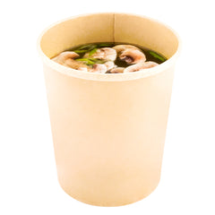 Bio Tek 32 oz Round Bamboo Paper Soup Container - 4 1/2