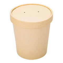 Bio Tek Round Bamboo Paper Soup Container Lid - Fits 26 and 32 oz - 25 count box
