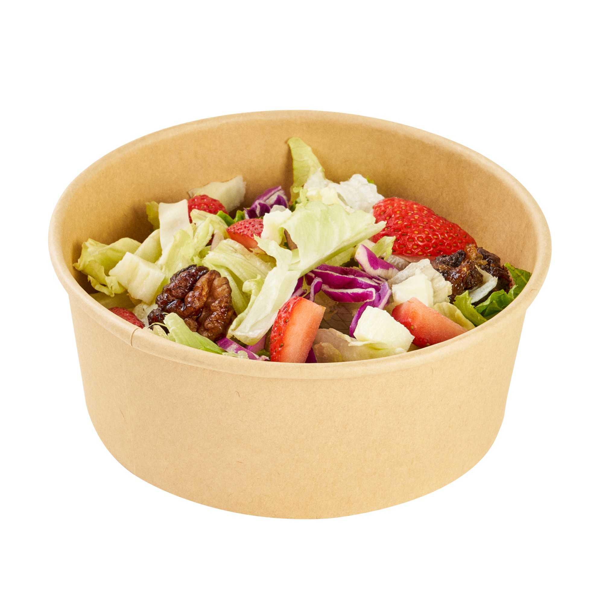 Bio Tek 25 oz Round Kraft Paper Take Out Container - 6" x 6" x 2 1/2" - 50 count box