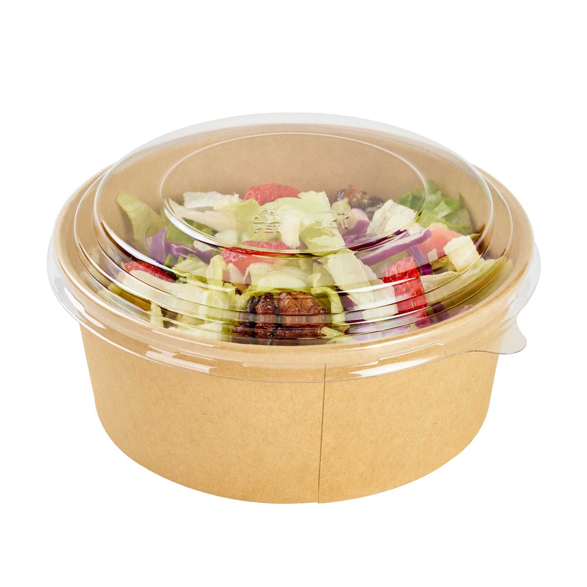 Bio Tek Take Out Container Round Clear Plastic Lid - Fits 25 oz - 200 count box