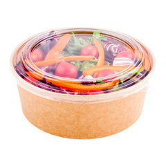 Bio Take Out Container Container Round Clear Plastic Lid - Fits 44 oz - 200 count box