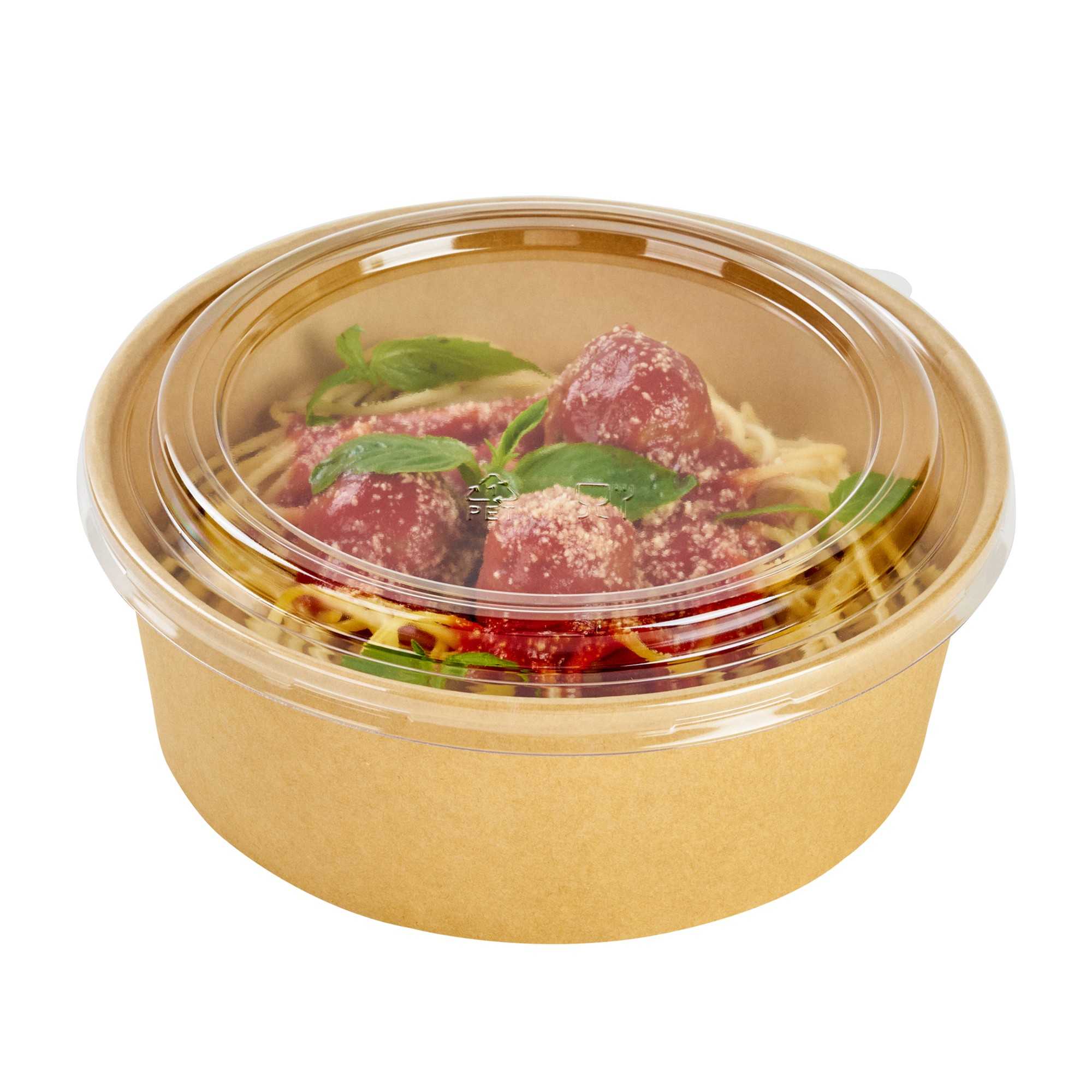 Bio Tek Take Out Container Round Clear Plastic Lid - Fits 44 oz - 50 count box