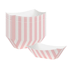 Bio Tek 2 oz Pink and White Stripe Paper Boat - 2