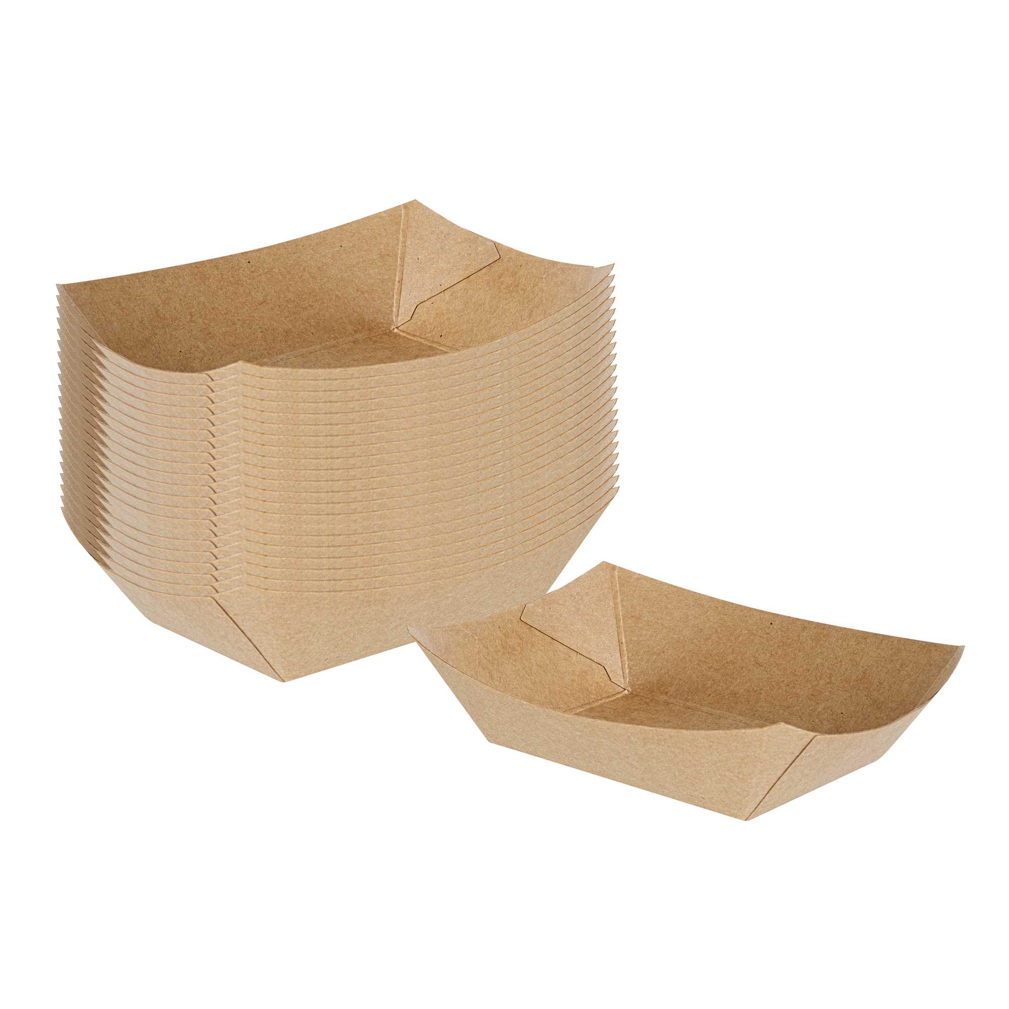 Bio Tek 4 oz Kraft Paper #25 Food Tray / Boat - 3" x 2" x 1" - 400 count box