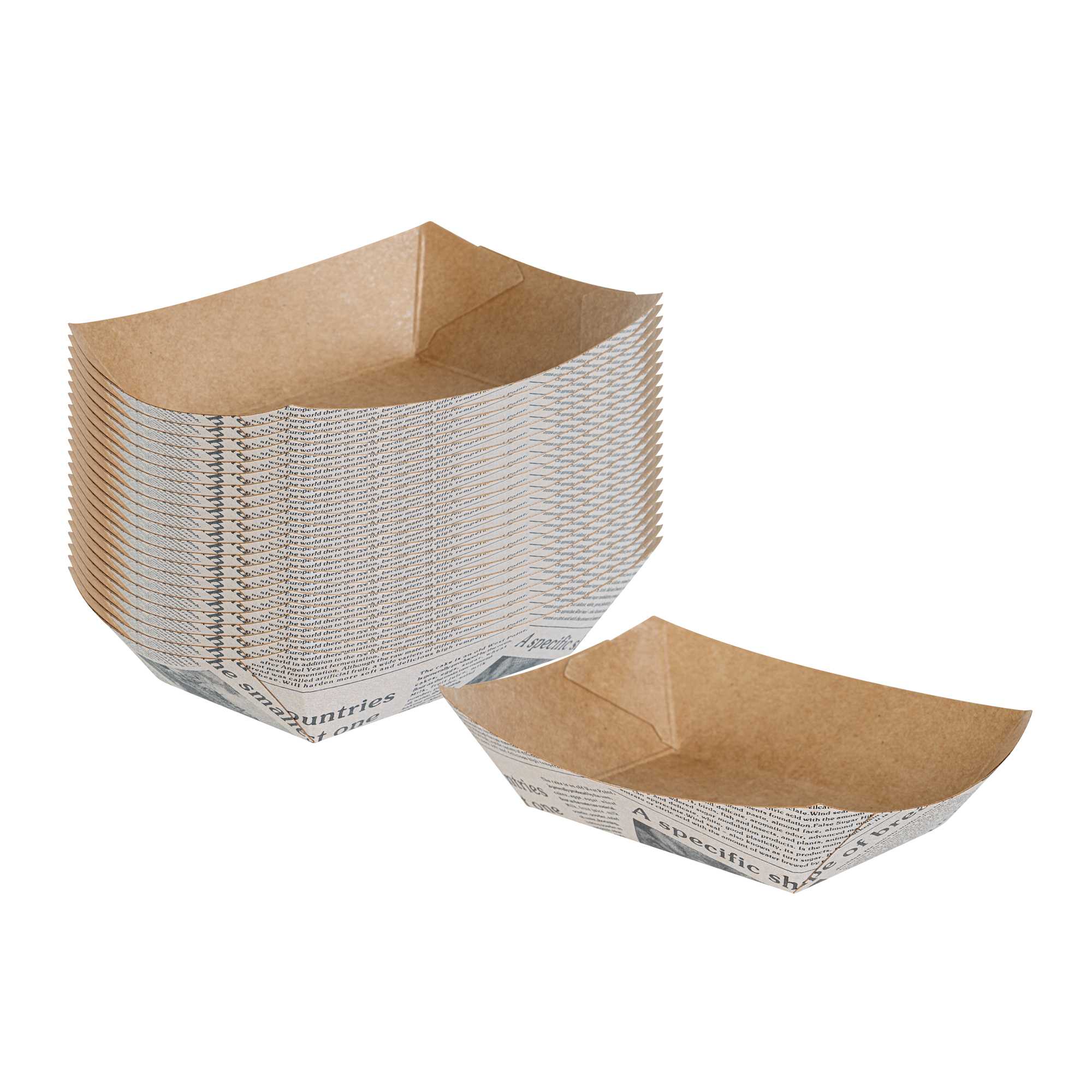 Bio Tek 4 oz Newsprint Paper #25 Food Tray / Boat - 3" x 2" x 1" - 400 count box