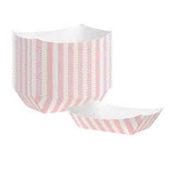 Bio Tek 4 oz Pink and White Stripe Paper #25 Boat - 3