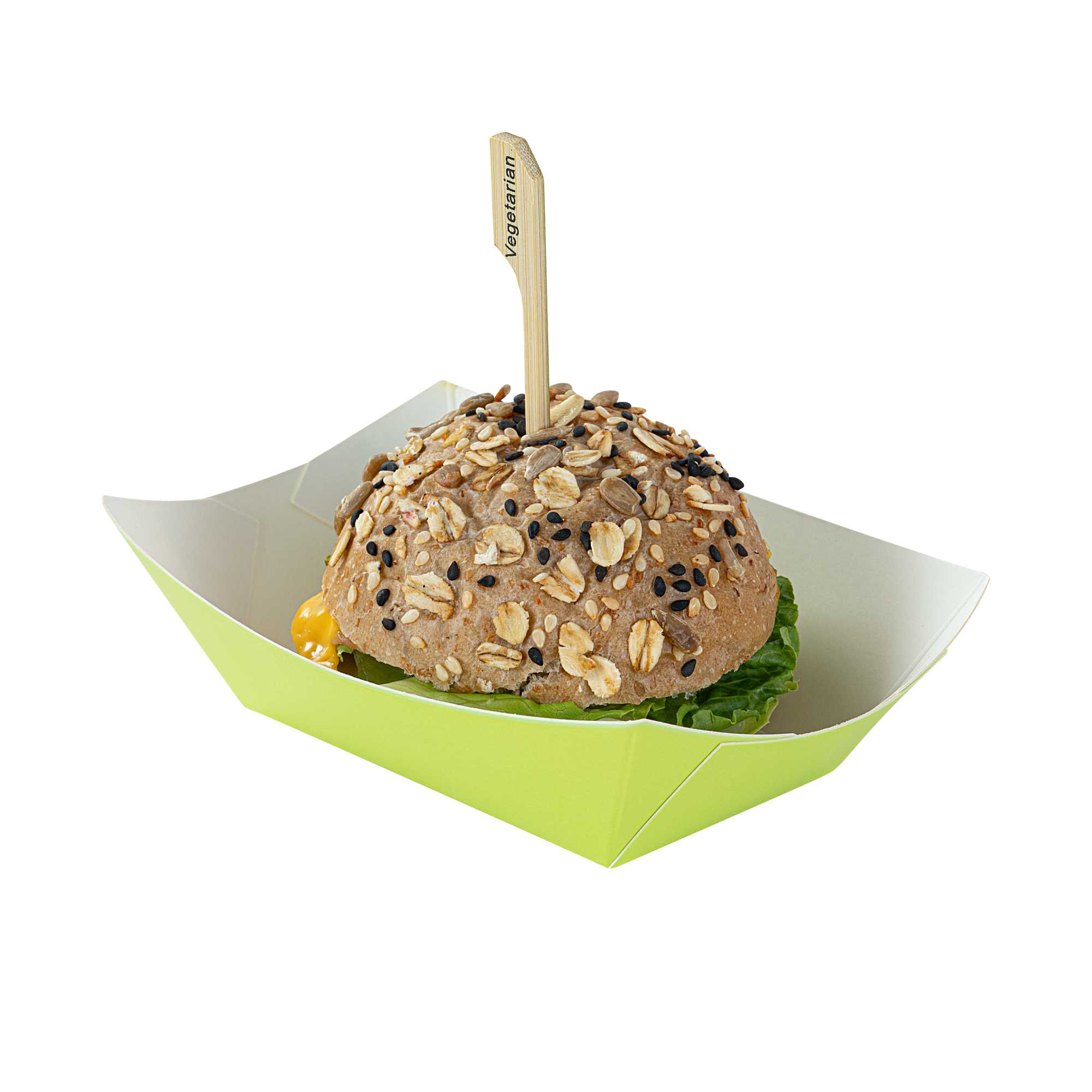 Bio Tek 6 oz Eco Green Paper #40 Food Tray / Boat - 3 1/4" x 2" x 1 1/2" - 400 count box