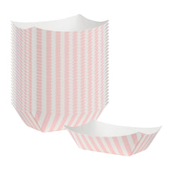 Bio Tek 6 oz Pink and White Stripe Paper #40 Boat - 3 1/4