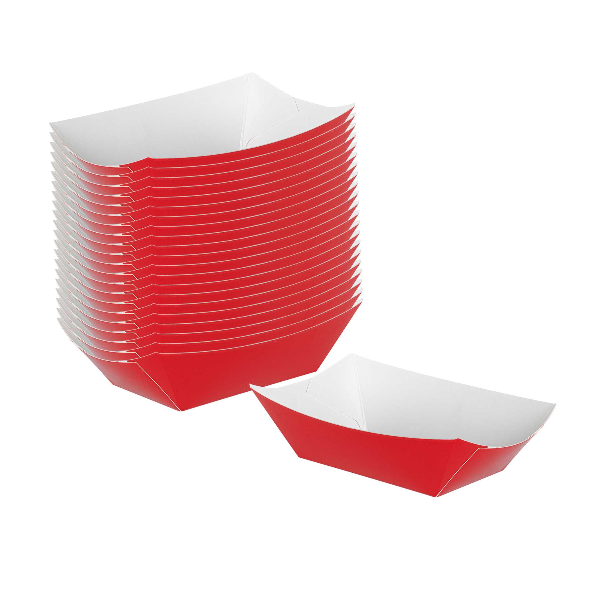 Bio Tek 6 oz Red Paper #40 Food Tray / Boat - 3 1/4" x 2" x 1 1/2" - 50 count box