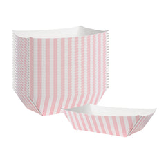 Bio Tek 1/2 lb Pink and White Stripe Paper #50 Boat - 4 1/4