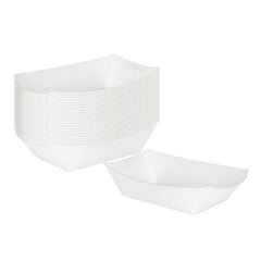 Bio Tek 1/2 lb White Paper #50 Food Tray / Boat - 4 1/4