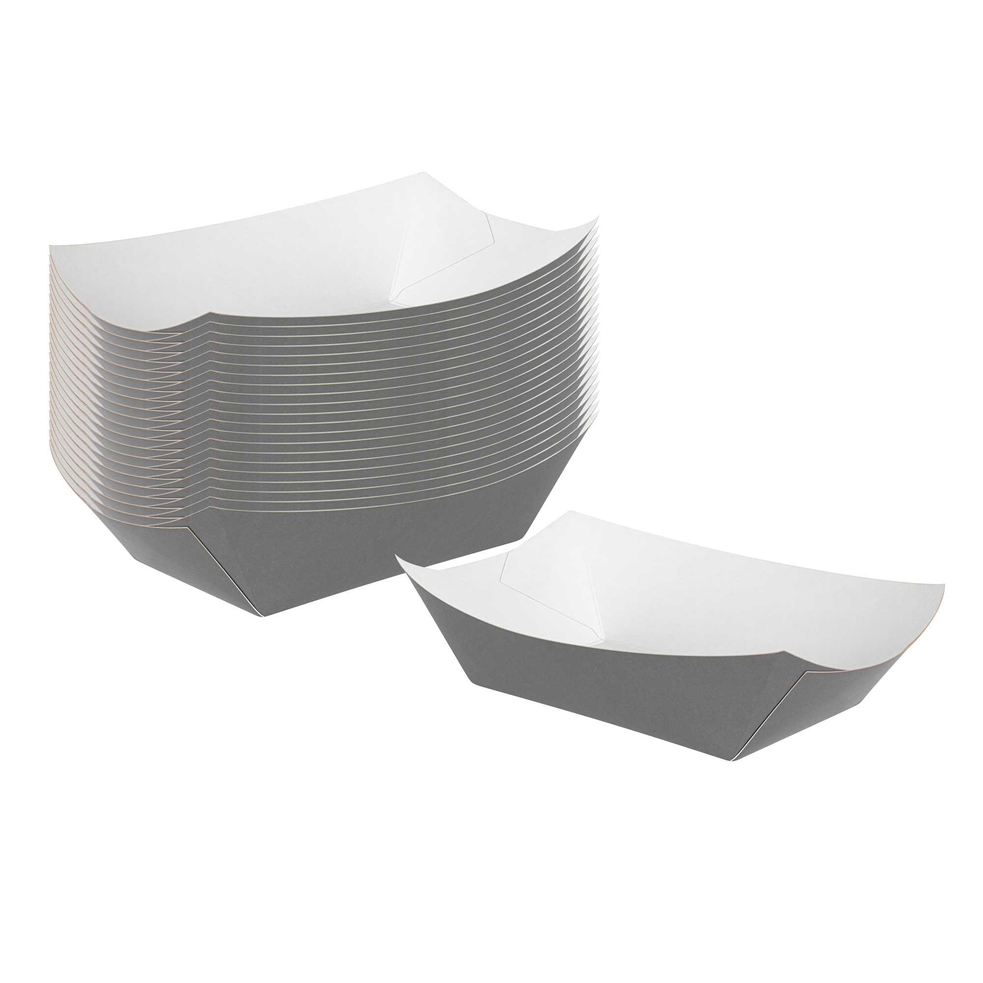 Bio Tek 1 lb Gray Paper #100 Food Tray / Boat - 5 1/2" x 3 1/2" x 2" - 200 count box