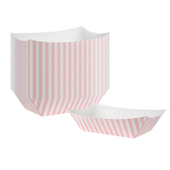 Bio Tek 1 lb Pink and White Stripe Paper #100 Boat - 5 1/2