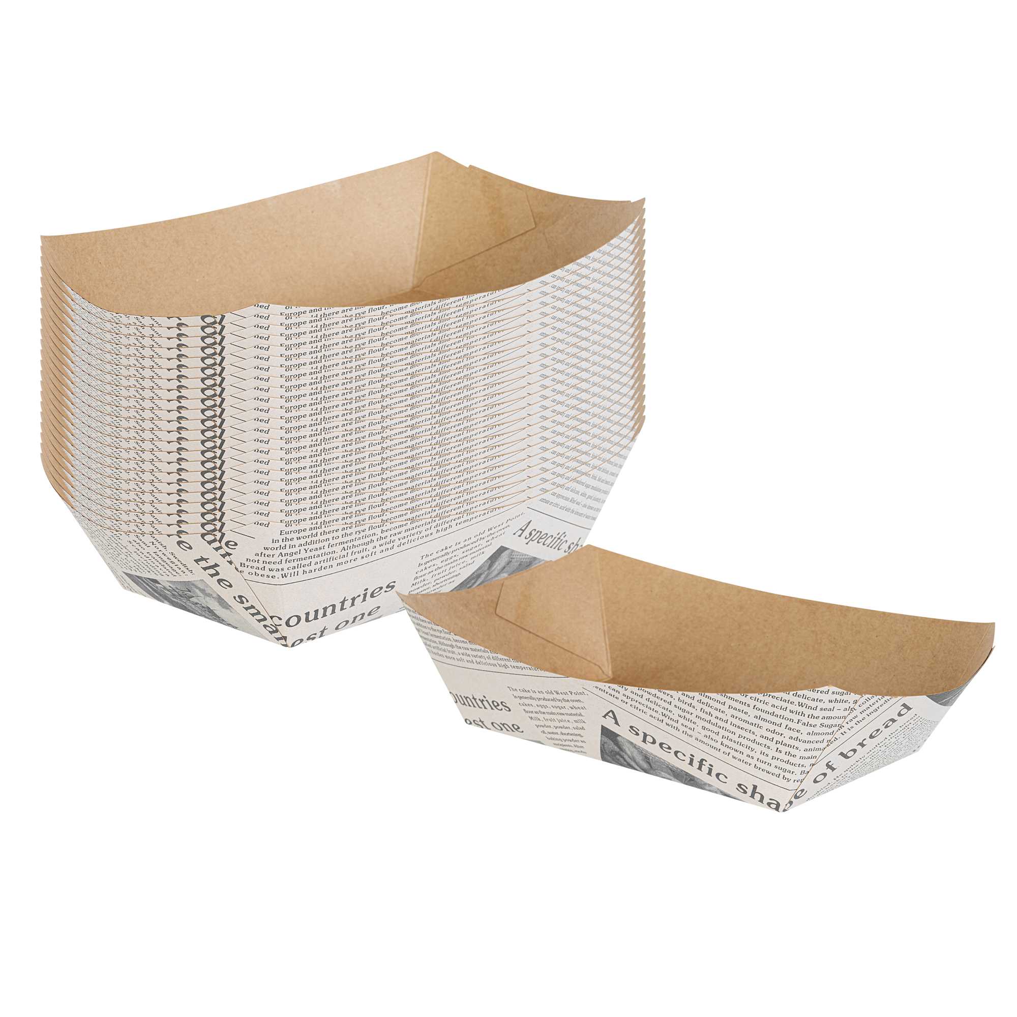 Bio Tek 2 lb Newsprint Paper #200 Food Tray / Boat - 6 1/2" x 3 3/4" x 2 1/4" - 200 count box