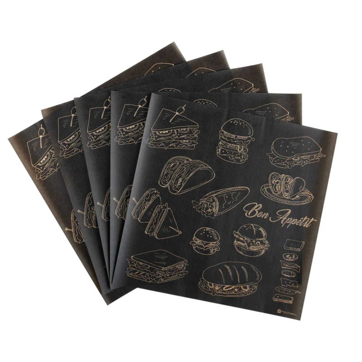 Chef 101 Kraft Paper Bakery Wrap and Basket Liner - Bon Appetit, Greaseproof - 12" x 12" - 500 count box