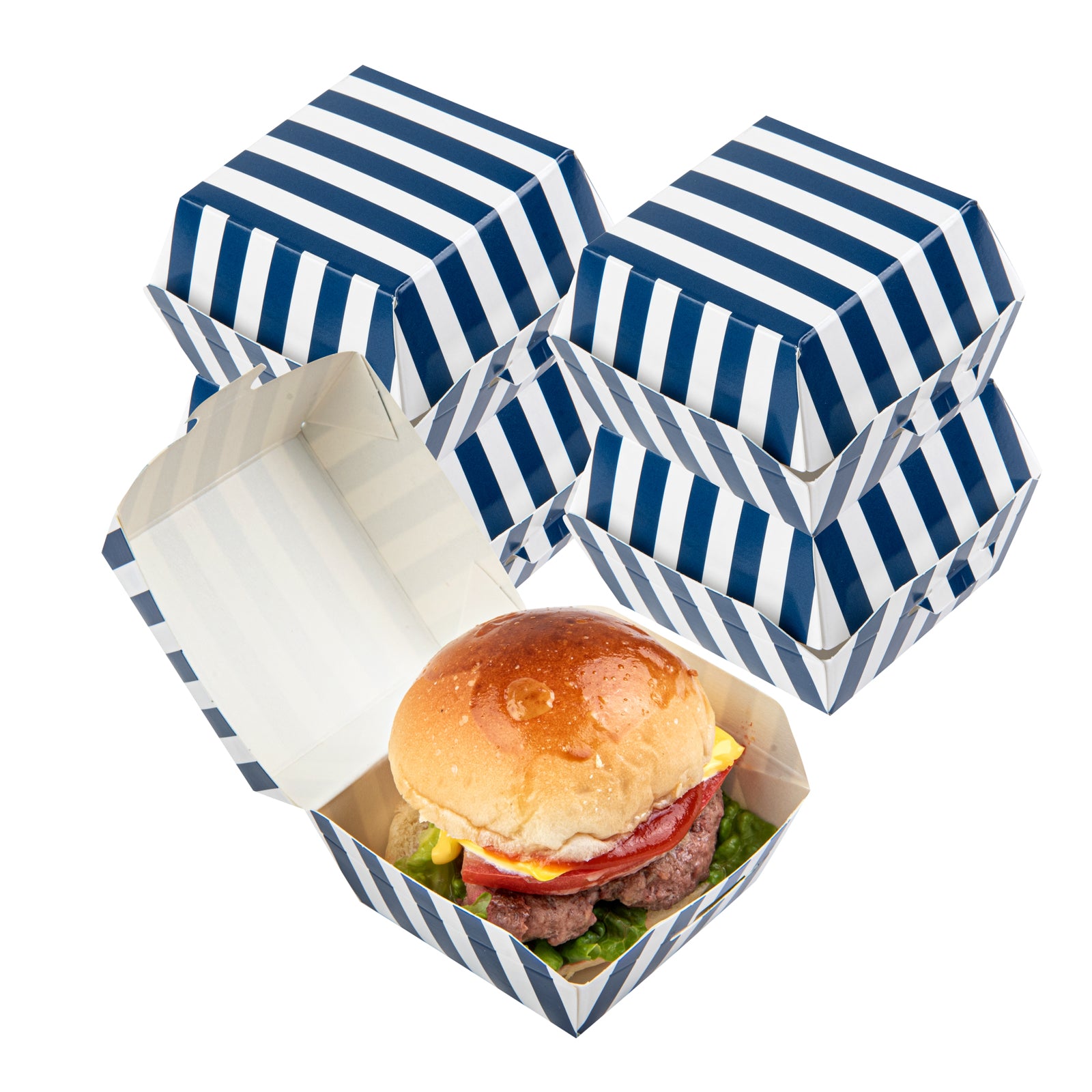 Bio Tek Blue and White Stripe Paper Slider Box - 2 1/2