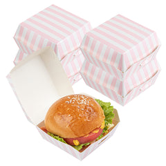 Pink and White Stripe Paper Mini Burger Box - 2 3/4