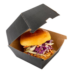 Black Paper Burger Box - Ripple Wall - 4